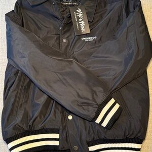 Underdog Black Varsity Jacket with White Stripes